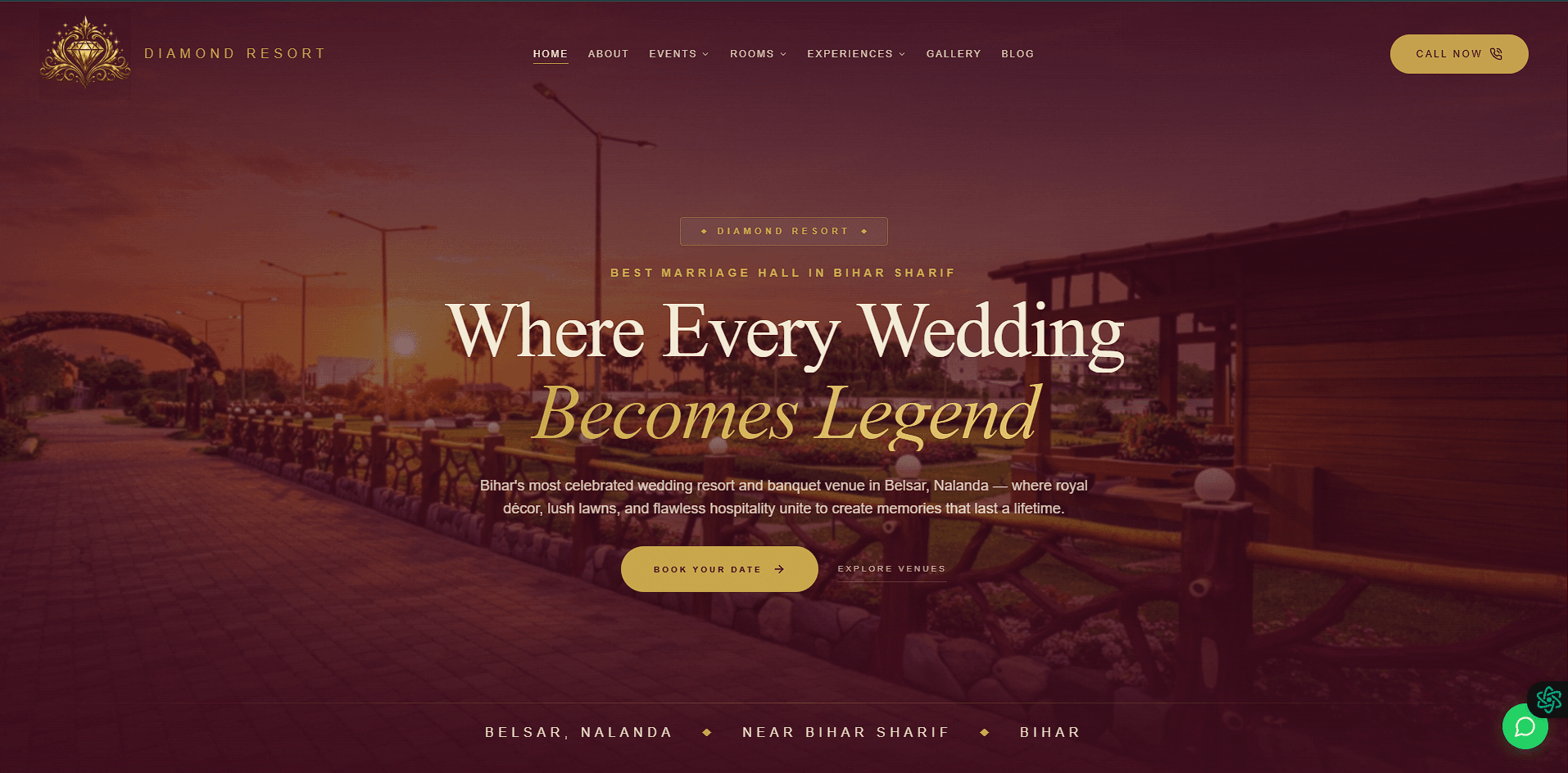 Diamond Resort Website Development Case Study | Modern Resort Website by Webflora Technologies