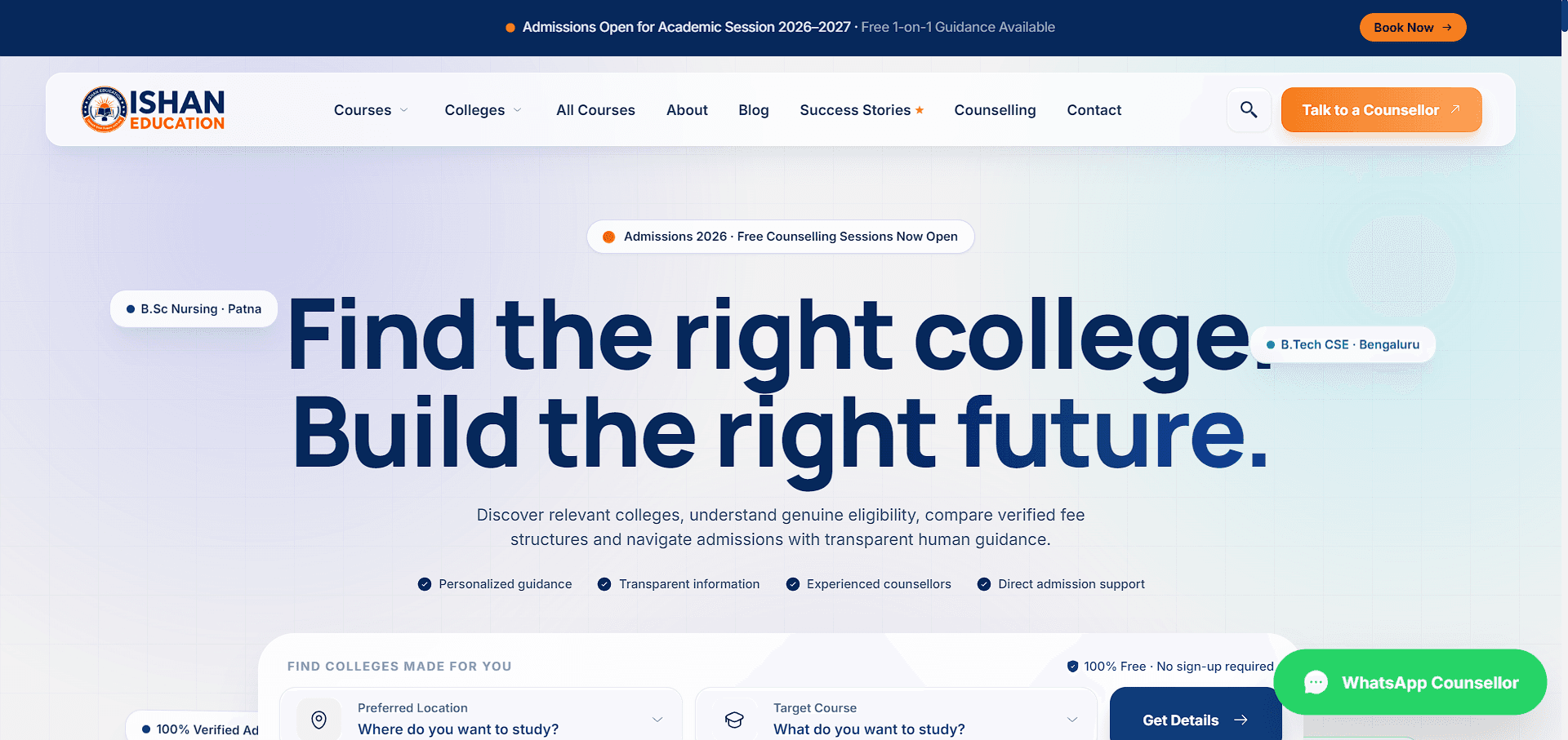 Custom Educational Consultancy Website Development for Ishan Education